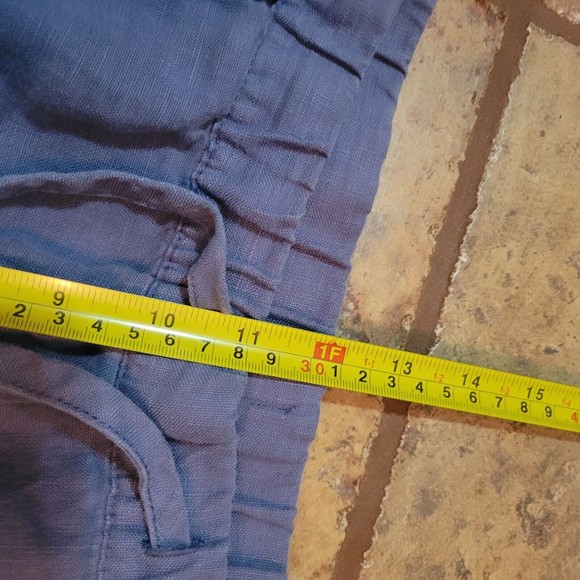 Pure Jill 100% Linen Cropped Pants Drawstring Women's Size XL Blue - Picture 8 of 9